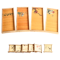 長方形印花竹制茶奉 附竹茶墊 Set, 1組