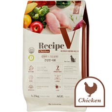 유한양행레시피브이 1세 이상 고양이 세븐제로 건식사료, 닭, 1.2kg, 1개 닭, 1.2kg, 1개