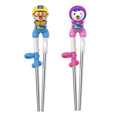 Edison 孩童立體右手專用不鏽鋼輔助筷2款組, Pororo+Patty, 1組