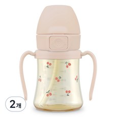 그로미미 PPSU 유아용 빨대컵 200ml, 2개, 체리쉬스윗피치