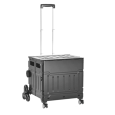BJ002 萬用折疊購物車 爬梯式 75L, 黑色, 1個