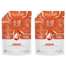 Soonsaem 檸檬酸西柚洗碗精補充裝, 葡萄柚/橙色, 1.2L, 2個