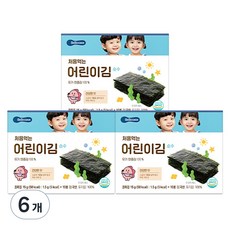 베베쿡 처음 먹는 어린이 김 순수, 45g, 6개, 김맛 - 처음먹는어린이김순수