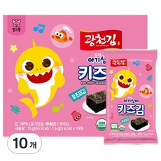 광천김 X 핑크퐁 키즈김 무조미 김 10p, 15g, 10개