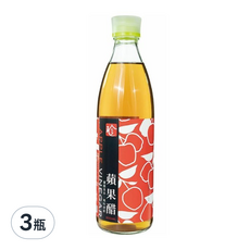 百家珍 蘋果醋，清爽酸甜，有助於維持消化順暢, 600ml, 3瓶