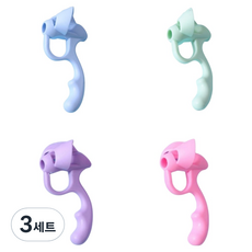 One River矽膠握筆矯正器 4件組, 3套, 藍色、粉紅色、紫色、檸檬綠