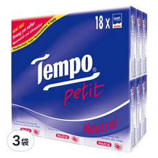 Tempo 4層迷你紙手帕18入, 柔韌耐用, 18包, 3袋