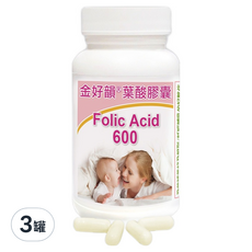 Healthwomen 赫而司 金好韻葉酸膠囊 鈣備孕/孕前補養配方, 3罐, 90顆