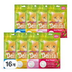 캣템 스피루리나 고양이 덴탈 간식, 치킨+비프+쉬림프+오션피쉬, 60g, 16개