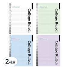 아이비스 PP 반반 좌철 노트 4종 세트 12245, 화이트 + 그린 + 스카이블루 + 퍼플, 2세트 화이트, 그린, 스카이블루, 퍼플, 2세트