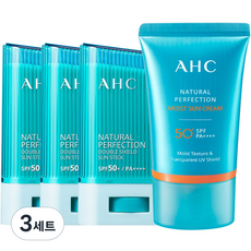 AHC 더블쉴드 선스틱 SPF50+ PA++++ 14g x 3p + 선크림 50ml 세트, 3세트