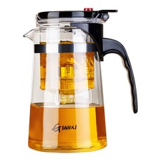 GiAnXi 耐熱玻璃過濾泡茶杯 飄逸壺，耐溫差-20°C至120°C, 1.8L, 1個