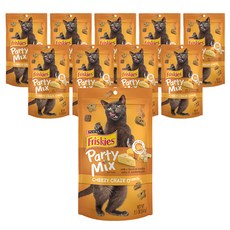 프리스키 고양이 파티믹스 간식, 치즈 크레이지, 60g, 10개 체다 + 고다 + 에담 치즈 혼합맛, 10개