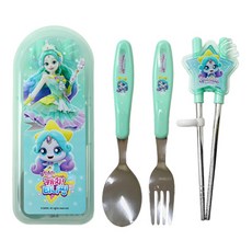 LE BARN Shooting Star Catch Teenieping孩童多合一學習餐具組, Cholongping, 湯匙+叉子+筷子+盒子, 1組