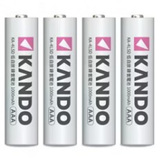 KANDO 感動 4號低自放充電電池 1000mAh Set 4顆, 各類3C/電子產品均適用, 1組