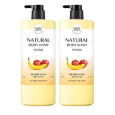 해피바스 내추럴 정말 촉촉한 바디워시, 900g, 2개