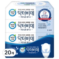 깨끗한나라 닥터비데 화장실용 물티슈 캡형, 46매, 20개