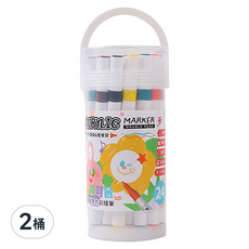 TEMPO 節奏牌 雙頭壓克力丙烯彩繪筆 Set 24, 軟筆頭&粗筆頭, 顏色鮮豔, 覆蓋力強, 2桶, 24色