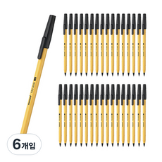 모나미 153 스틱 유성펜 1.0mm 12p, 흑색, 6개입