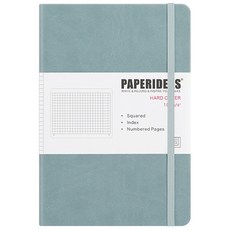 PAPERIDEAS 方格筆記本，硬面，帶索引，帶編號頁, 霧藍色, 1本