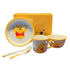 Winnie the Pooh 小熊維尼 奇趣一人食 碗 Set, 陶瓷餐具, 碗1入, 盤子1入, 杯子1入, 筷子1雙, 勺子1入, 碗 + 筷子1雙 + 湯匙 + 杯子 + 盤子, 維尼, 1組