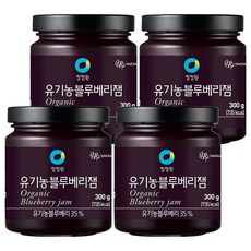 청정원 유기농 블루베리잼, 4개, 300g