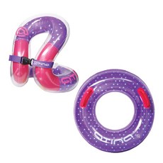 아티나 아동용 조끼형 수영보조용품 넥베스트 + 튜브 세트 25kg, 핑크