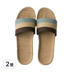 草編簡約線條夏季拖鞋 XXXL 29公分 綠棕色1雙, 綠棕色, XXXL(290mm), 2雙