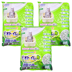 UNICHARM 雙層貓砂盆專用消臭紙砂 含綠茶成分, 綠茶, 4L, 3包