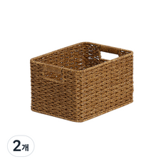 하우스레시피 PP라탄 Ver 2 베이직 바스켓 S, 브라운, 2개