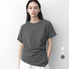 아틀리에나인 여성용 로완 언발란스 트위스트 면 티 T-7056
