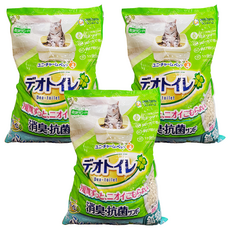 unicharm pet Deo-toilet 清新消臭 雙層貓砂盆專用 清新消臭抗菌沸石砂, 天然火山黏土顆粒, 易吸附異味, 易清潔整理, 森林淡雅清香, 3.8L, 3包