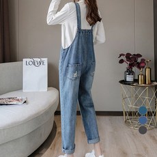 임산부 데일리룩 오버롤 데님 멜빵바지