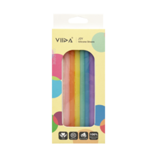 VIIDA Joy 環保矽膠吸管 6支組, 食品級矽膠, 不傷牙齦, 柔軟矽膠, 台灣製, 6支, 1組