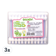DOOBY 大眼蛙 嬰幼兒安全棉棒, 適用於清潔耳垢、鼻孔, 適合嬰幼兒使用, 60支, 3盒