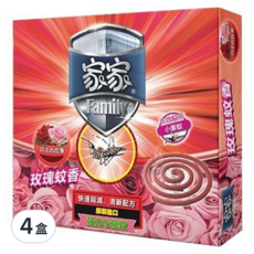 家家 玫瑰蚊香, 有效驅趕小黑蚊, 120g, 4盒