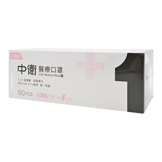 CSD 中衛 成人一級醫療口罩, 50片裝, 高效過濾, 舒適鬆緊帶, 薄粉色, 50片, 1盒