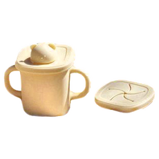 MODU'I BLUEMAMA 幼兒鉑金矽膠熊熊零食蓋, 350ml容量, 雙握把, 14 x 8.6cm, 奶油黃, 1個