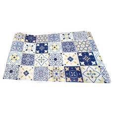 半島良品 PVC防油防水皮革地墊, 歐式風格藍, 1個