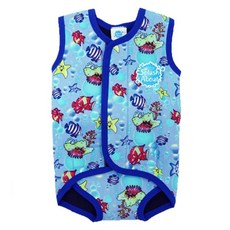Splash About 潑寶 BabyWrap 包裹式保暖泳衣 L(胸圍59cm) 海底世界/寶藍 嬰幼兒游泳保暖衣, L(胸圍59cm 肩膀到胯下46cm 18~30個月適用), 1件