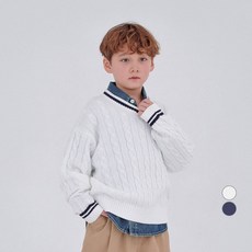 베리클로젯 올드머니 아동용 루즈핏 브이넥 니트