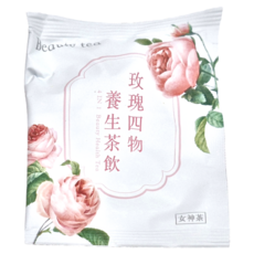女神殿 玫瑰四物美妍茶，4 in 1 養生茶飲，獨立包裝，可見材料，茶香清甜, 6g, 12包, 1盒