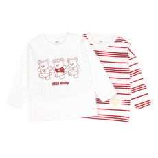 MilkBaby 유아용 스트라이프 와아기 곰돌 친구 티셔츠 2종 세트 ilkBaby 유아용 스트라이프 와아기 곰돌 친구 티셔츠 2종 세트
