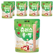 엘빈즈 유아용 츄러스 롱뻥 STEP1, 사과맛, 6개