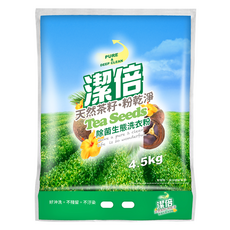 潔倍 除菌生態洗衣粉，天然茶籽，粉乾淨，4.5kg，溫和不刺激，環保又健康, 1袋