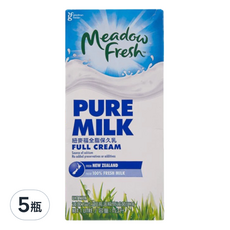 Meadow Fresh 紐麥福 全脂保久乳, 100%生乳, 1公升, 1L, 5瓶