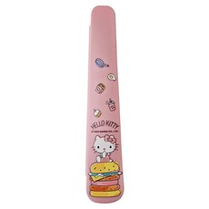 Sanrio 三麗鷗 Hello Kitty 凱蒂貓 不鏽鋼湯筷3件組, 湯匙19 x 3.3cm + 筷子18.4 x 0.5cm + 收納盒20.5 x 4.3 x 2cm, 粉紅色, 1組