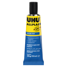 UHU 塑膠專用膠 33ml, 透明防水，快速黏合, 1條