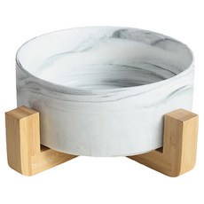 木架陶瓷碗, 大理石灰 (小), 適用於貓咪/狗狗, 1個