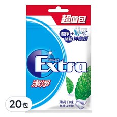 Extra 益齒達 潔淨無糖口香糖 - 薄荷口味，有助於口腔的保健, 62g, 20包